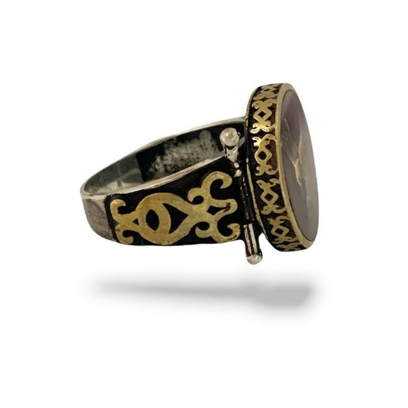 Anillo Plata Turca, Aguila , Artesanal, Hombre,estambul Joya Bordó 12
