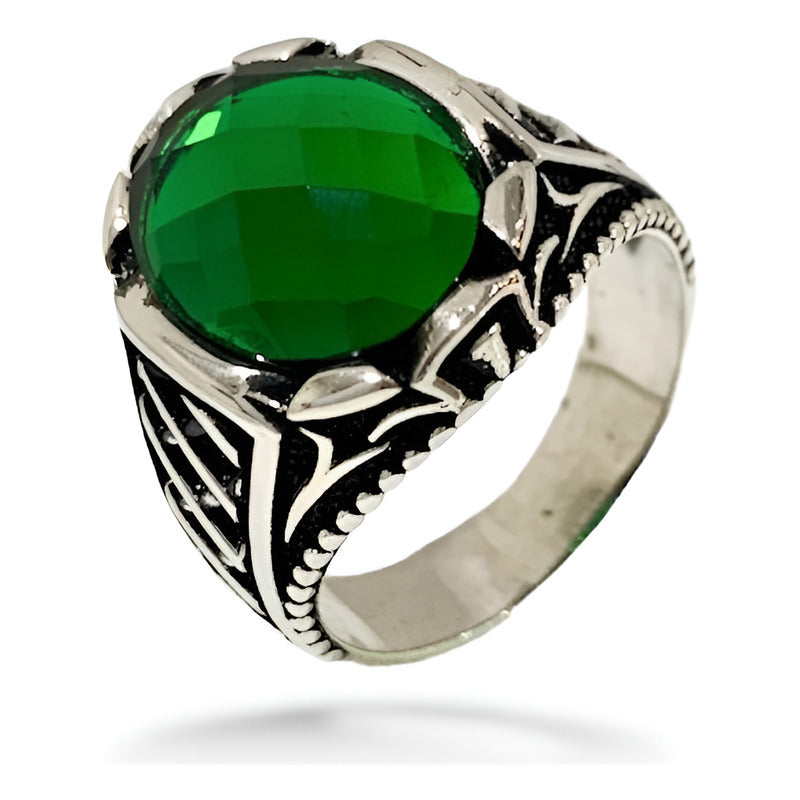 Anillo De Plata925, Ovalo Esmeralda Para Hombre Estambuljoya Verde 10