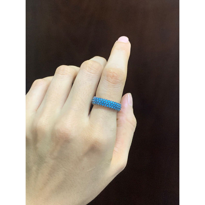 Anillo Plata925 Tres Linea Churumbela Turquesa Estambul Joya