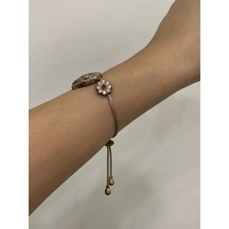 Pulsera Turca Plata 925, Mano Fatima, Ajustabl Estambul Joya Diámetro 7 Cm Largo 20 Cm