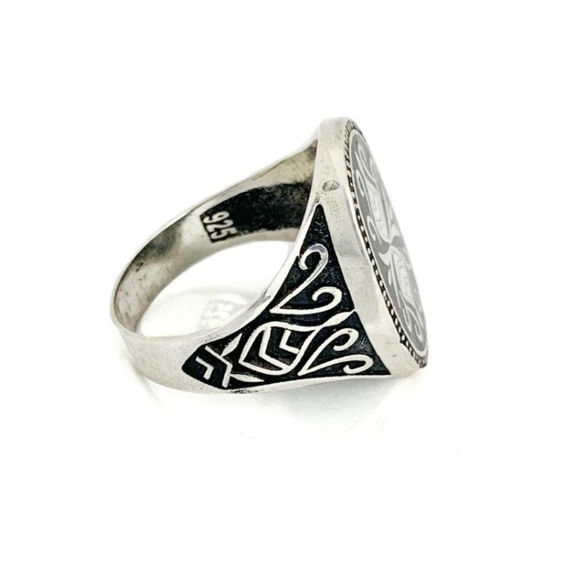 Anillo Otomano Turco, De Plata Para Hombre Hecho A Mano Gris 11