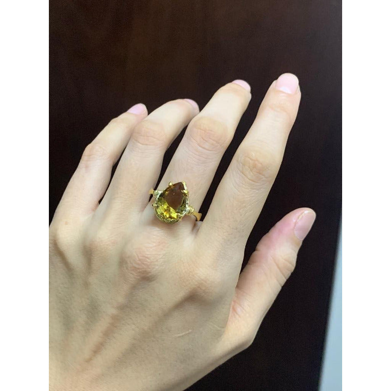 Anillo Plata925, Zultanite Gota, Oro Lam Rodio Estambuljoya Dorado