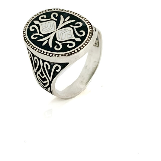 Anillo Otomano Turco, De Plata Para Hombre Hecho A Mano Color Gris Talla 11