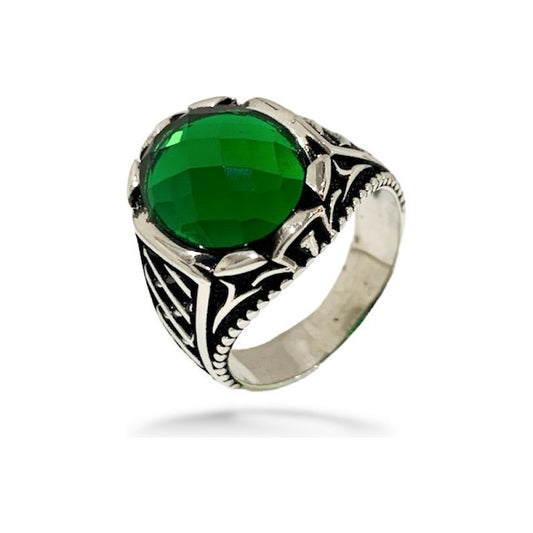 Anillo De Plata925, Ovalo Esmeralda Para Hombre Estambuljoya Verde 10