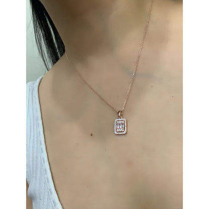 Collar Plata 925, Rectangular Baguette Zircon Estambuljoya Color Rosa