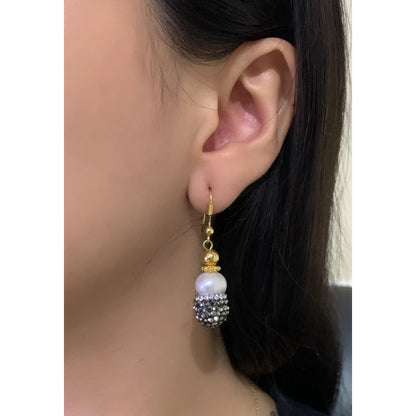 Aretes Oro Laminado Turco Con Perla Y Cristales