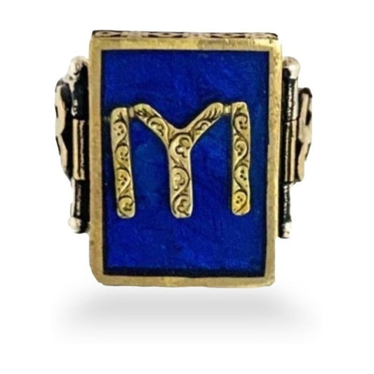 Anillo De Ertugrul, Turco Otomano De Plata, Para Hombre  Azul Petróleo 9