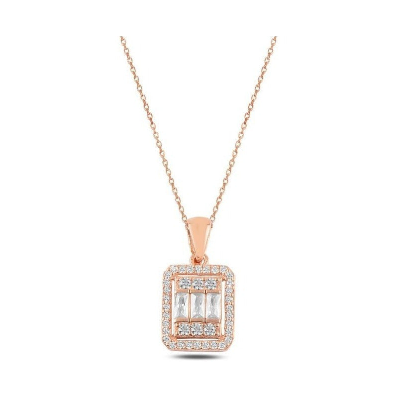 Collar Plata 925, Rectangular Baguette Zircon Estambuljoya