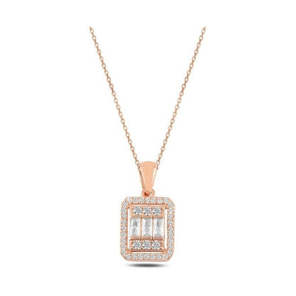 Collar Plata 925, Rectangular Baguette Zircon Estambuljoya