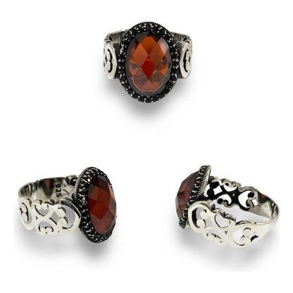Anillo De Plata925 Ovalo Granate Para Hombre Estambul Joya Rojo 9