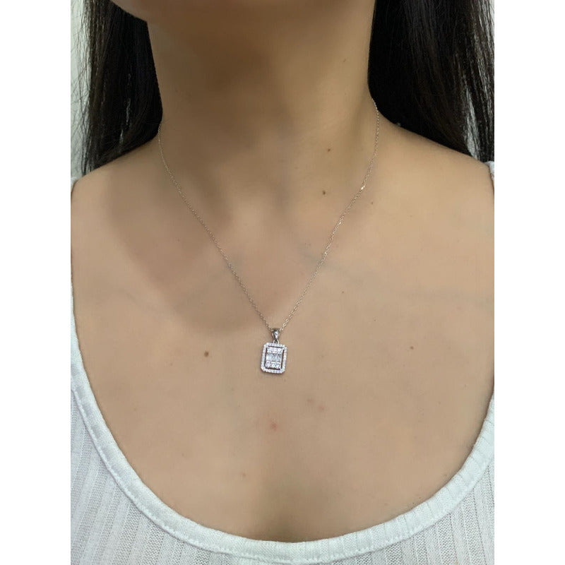 Collar Plata 925, Rectangular Baguette Zircon Estambuljoya