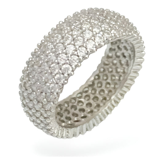 Anillo Turca Plata Fina 925, Con 5 Lineas Churumbela Blanco Talla 7