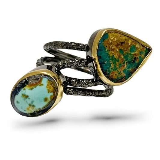 Anillo Plata925 Ajust Gota Ovalo Turquesa Rodio Estambuljoya Turquesa Ajustable