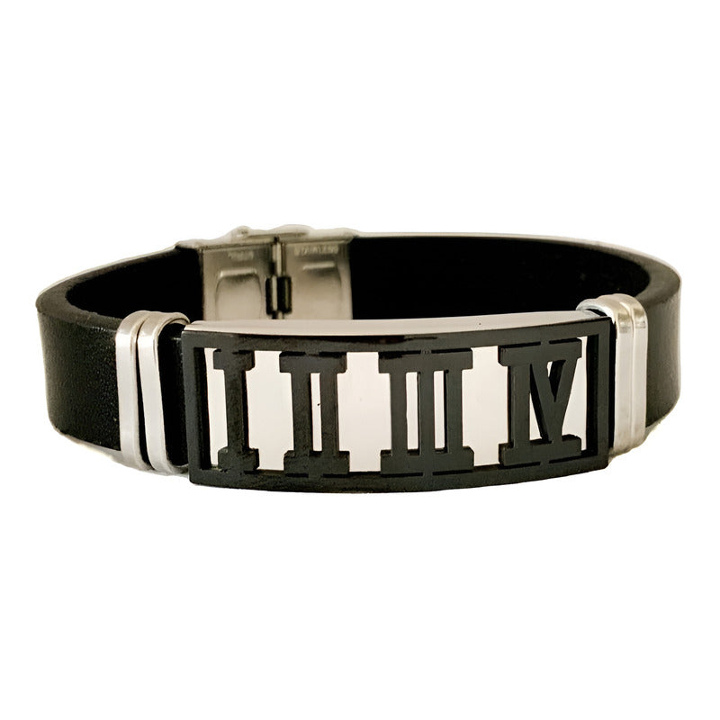 Pulsera De Acero Con Piel, Turca Ottomano, Para Hombre Largo 21 Cm