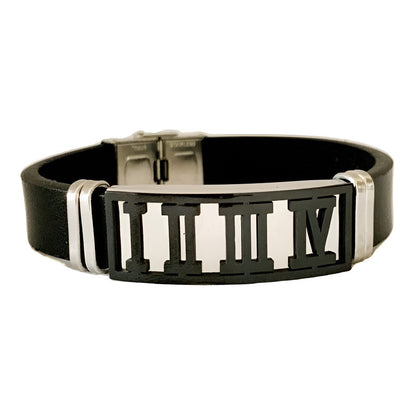 Pulsera De Acero Con Piel, Turca Ottomano, Para Hombre Largo 21 Cm