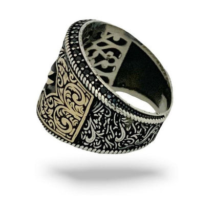 Anillo De Plata925, Turco, Espada Ottomano Para Hombre Color Dorado Talla 11