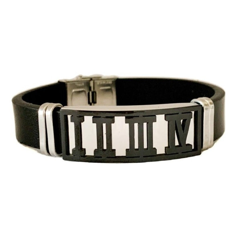 Pulsera De Acero Con Piel, Turca Ottomano, Para Hombre 21 Cm