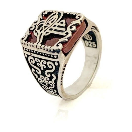 Anillo Otomano De Plata , Joyeria Turca, Estambul Joya Bordó 11