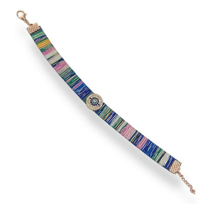 Pulsera Chapa Oro Bisuteria Tela Ojo Turco 02 Estambul Joya 7 Cm 19 Cm