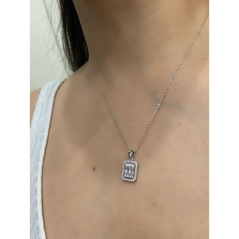 Collar Plata 925, Rectangular Baguette Zircon Estambuljoya