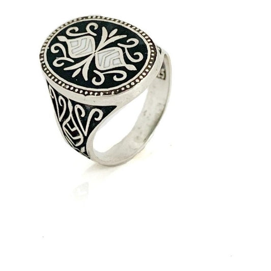 Anillo Otomano Turco, De Plata Para Hombre Hecho A Mano Gris 11
