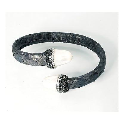 Pulsera Turca Con Piel Y Piedras Naturales, Estambul Joya Color - Diámetro 8 Cm Largo 15 Cm