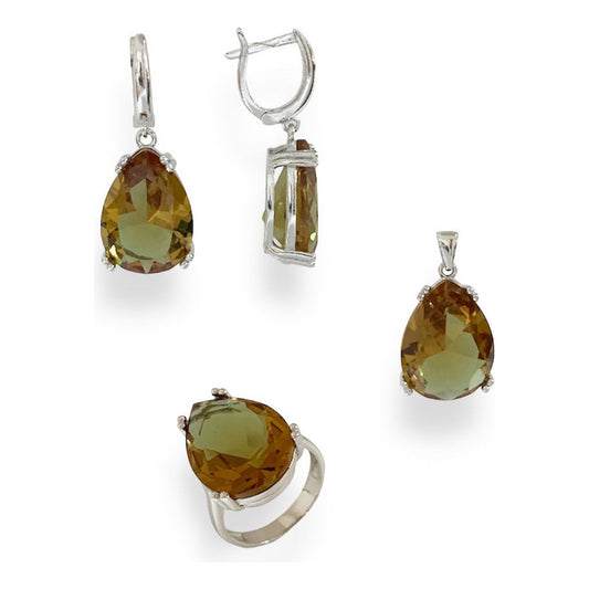 Juego De Plata 925 Piedra Zultanite Gota Grande Estambuljoya