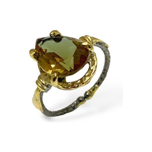 Anillo Plata925, Zultanite Gota, Oro Lam Rodio Estambuljoya Dorado