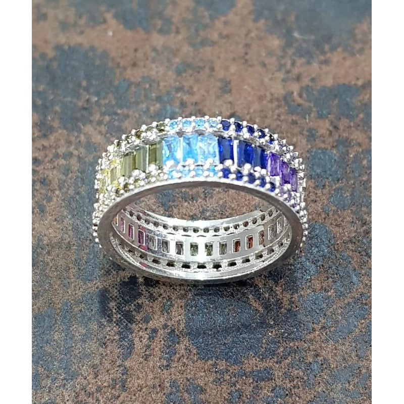 Anillo Turco Plata 0.925 Churumbela Circonias Estambul Joya Azul 7
