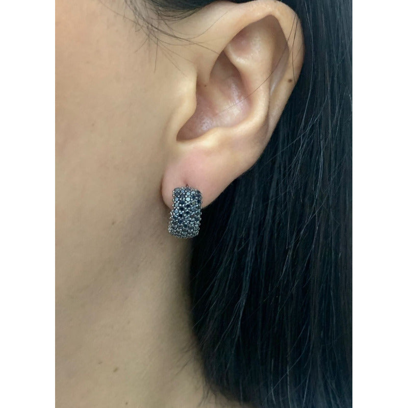 Aretes Plata925, Con 5 Lineas Piedras Arracada Estambul Joya