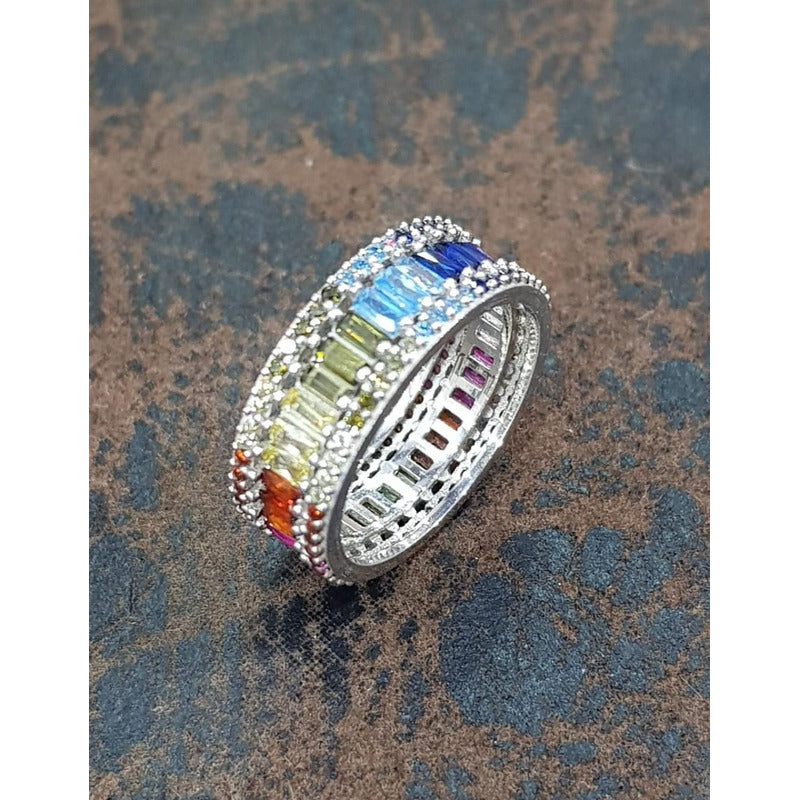 Anillo Turco Plata 0.925 Churumbela Circonias Estambul Joya Azul 7