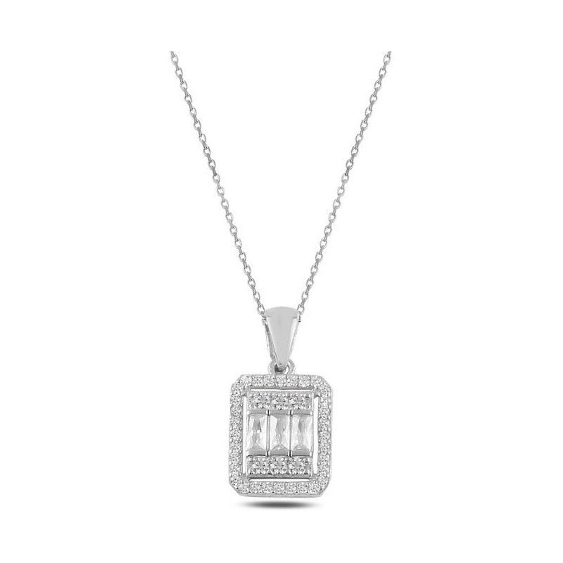 Collar Plata 925, Rectangular Baguette Zircon Estambuljoya